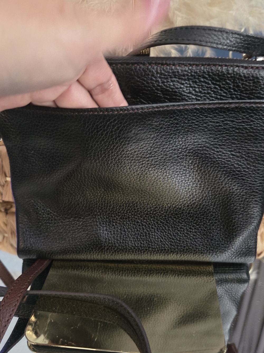 LOW START Brighton Black Leather Wallet Crossbody Organizer Bag Silver Medallion - Picture 5 of 16